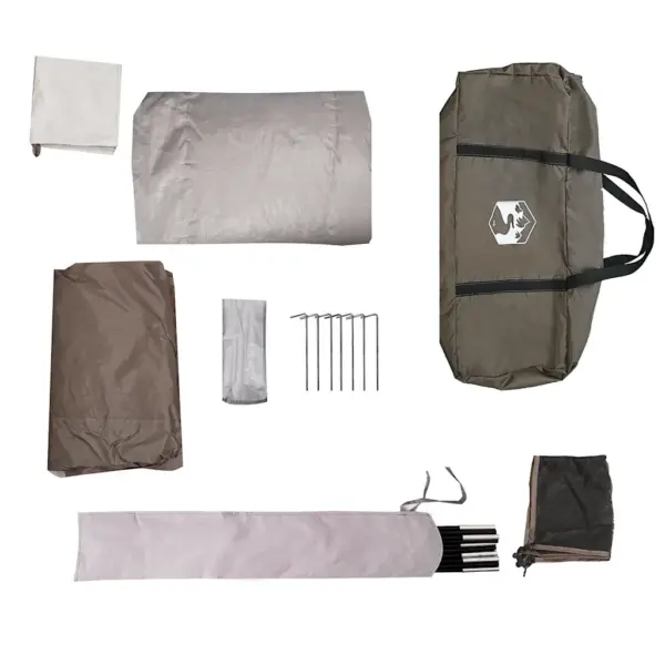 Veekindel kuppelmatkatelk 4 inimesele, pruun, PU-kattega 185T polüester, 277 x 217 x 155 cm – 13