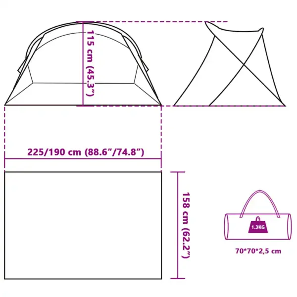 Pop-up rannatelk 2 inimesele, mereroheline, veekindel polüester – 12