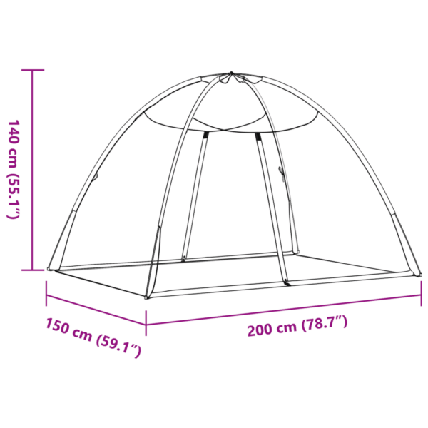 Mongoolia stiilis voodisääsevõrk kahe lukuga avaga, must, 200 x 150 x 140 cm – 8
