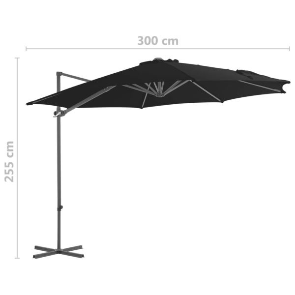 Konsooldisainiga rippuv päikesevari teraspostiga, must, 300 cm – 9