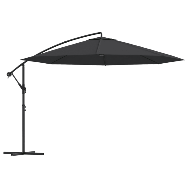 Konsooldisainiga ripp-päikesevari musta kattega, metallpostiga, 350 cm - 2