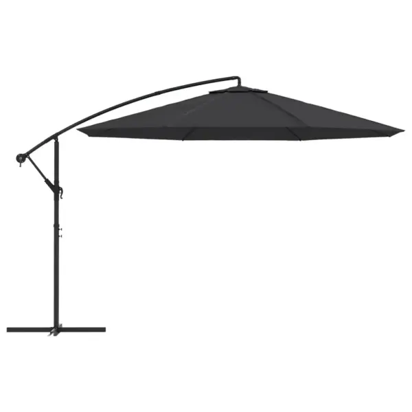 Konsooldisainiga ripp-päikesevari musta kattega, metallpostiga, 350 cm - 3