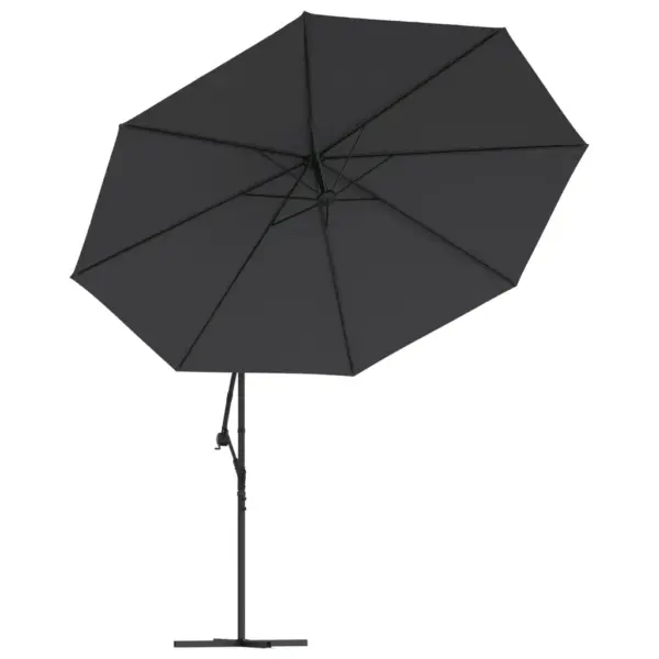 Konsooldisainiga ripp-päikesevari musta kattega, metallpostiga, 350 cm - 4