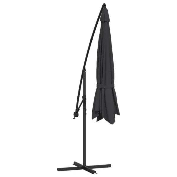 Konsooldisainiga ripp-päikesevari musta kattega, metallpostiga, 350 cm - 6