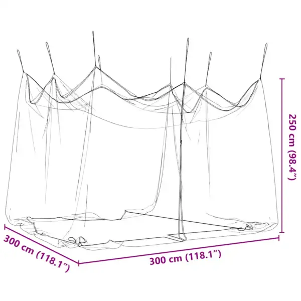 Ristkülikukujuline õuesääsevõrk 220 silmaga, must, 300 x 300 x 250 cm – 8