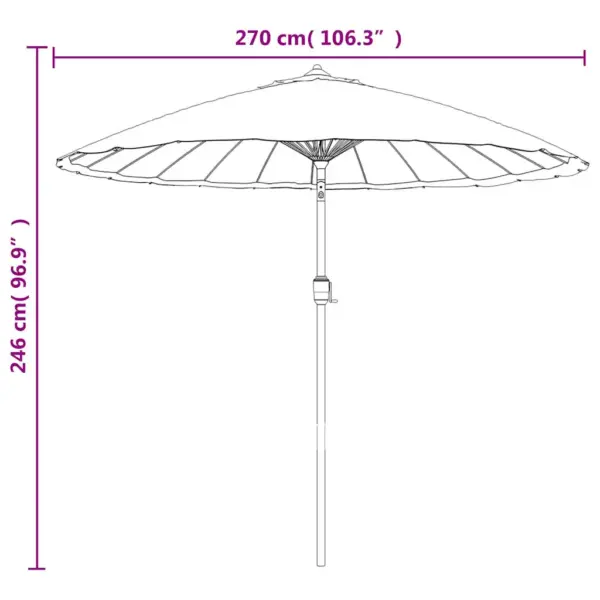 Must päikesevari alumiiniumpostiga ja vändasüsteemiga, 270 cm – 8