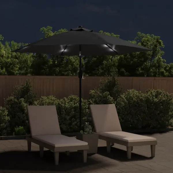 Päikesevari LED-tuledega, must, 300 cm, teraspostiga – 3