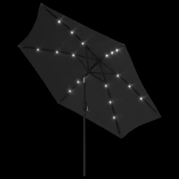 Päikesevari LED-tuledega, must, 300 cm, teraspostiga – 5