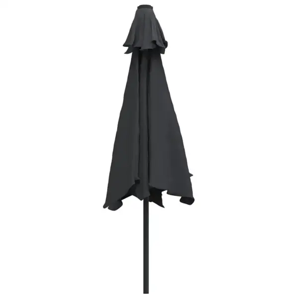 Päikesevari LED-tuledega, must, 300 cm, teraspostiga – 6