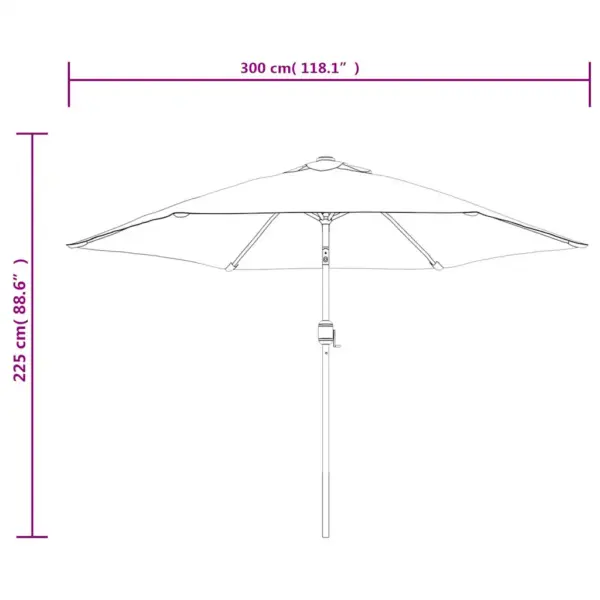 Päikesevari LED-tuledega, must, 300 cm, teraspostiga – 10