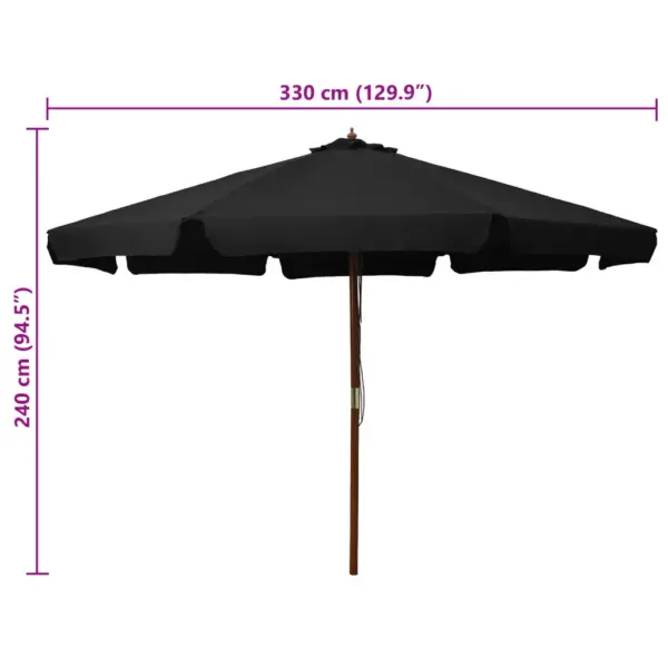 Must päikesevari puidust postiga, 330 cm - 5