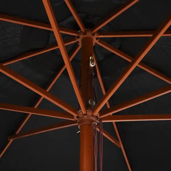 Päikesevari bambus- ja lehtpuupostiga, must, 350 cm – 6