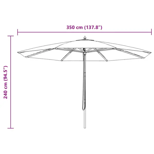 Päikesevari bambus- ja lehtpuupostiga, must, 350 cm – 7