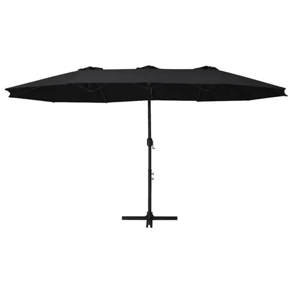 Topeltkatusega päikesevari alumiiniumpostiga, must, 460 x 270 cm, vändamehhanismiga - 2
