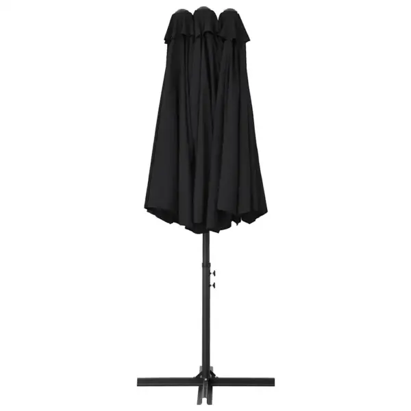 Topeltkatusega päikesevari alumiiniumpostiga, must, 460 x 270 cm, vändamehhanismiga - 4