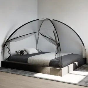 Must mongoolia stiilis voodisääsevõrk kahe lukuga ustega, 200 x 180 x 135 cm