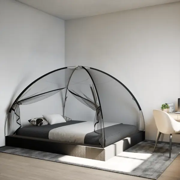 Must mongoolia stiilis voodisääsevõrk kahe lukuga ustega, 200 x 180 x 135 cm – 3