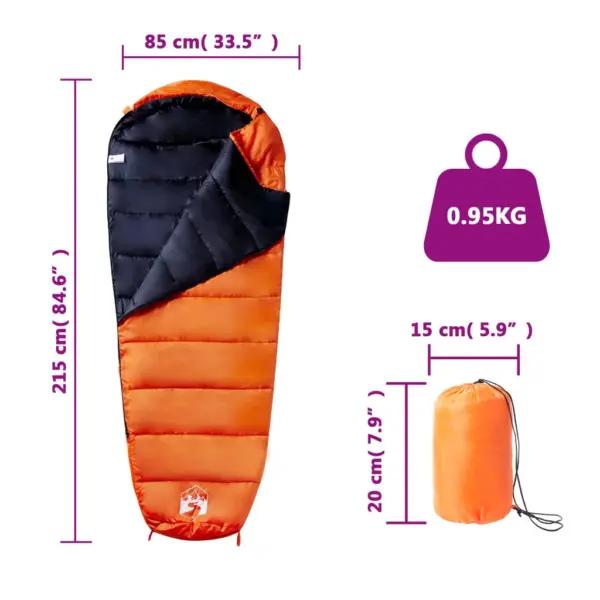 3 hooaja muumia magamiskott täiskasvanutele, oranž-must, 215 x 85 cm, kandekotiga – 5