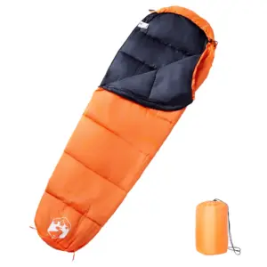 Muumia stiilis täiskasvanute magamiskott matkamiseks, oranž-must, 3-hooajaline, 180 x 62 cm