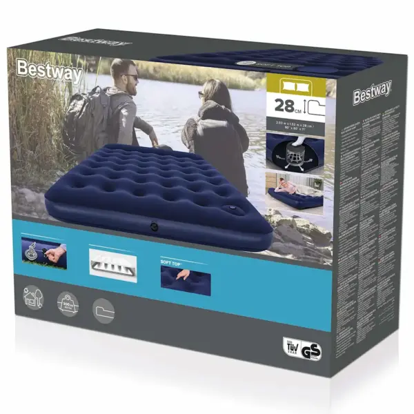 Bestway õhkmadrats sisseehitatud jalgpumbaga, tumesinine, 203 x 152 x 28 cm – 4