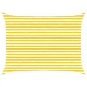 Päikesepuri kollane-valge, ristkülik, 4 x 3 m, UV-kindel polüester oxford