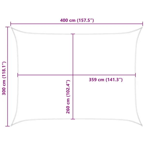 Päikesepuri kollane-valge, ristkülik, 4 x 3 m, UV-kindel polüester oxford – 10