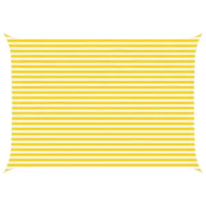 Ristkülikukujuline UV-kindel päikesepuri, kollane-valge, 5 x 3,5 m, 100% Oxford-polüester