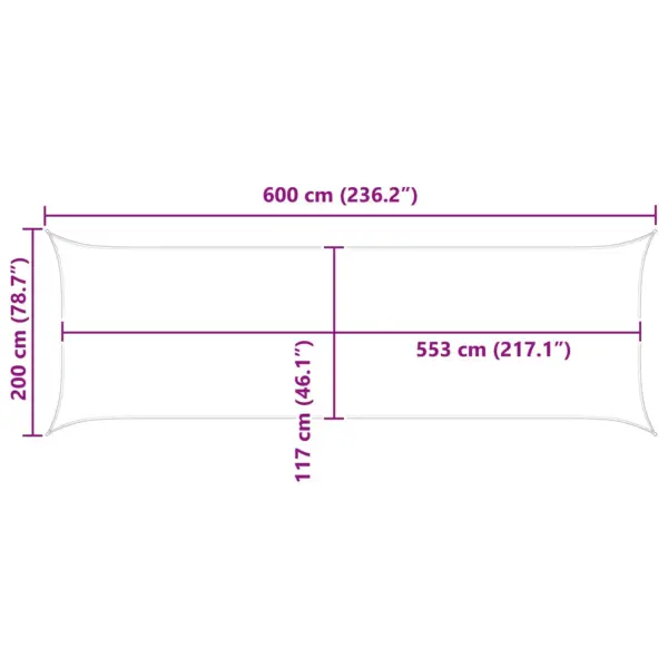 Ristkülikukujuline päikesepuri helehall ja valge, 6 x 2 m, UV- ja veekindel polüester Oxford – 10