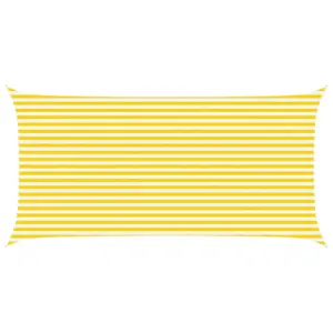 Ristkülikukujuline päikesepuri, kollane-valge, 6 x 3 m, UV-kindel polüester Oxford-kangas