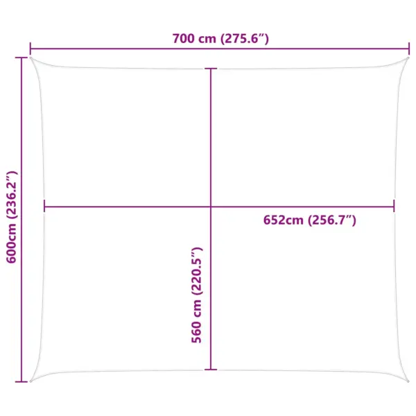 Ristkülikuline päikesepuri rõdule ja terrassile, kollane-valge, 7 x 6 m, Oxford-polüester – 10