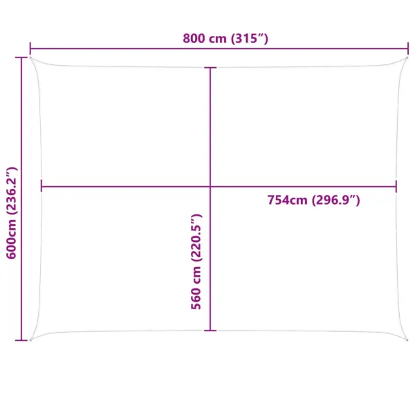 Ristkülikukujuline päikesepuri rõdule ja terrassile, helehall-valge, 8 x 6 m, polüester Oxford – 10