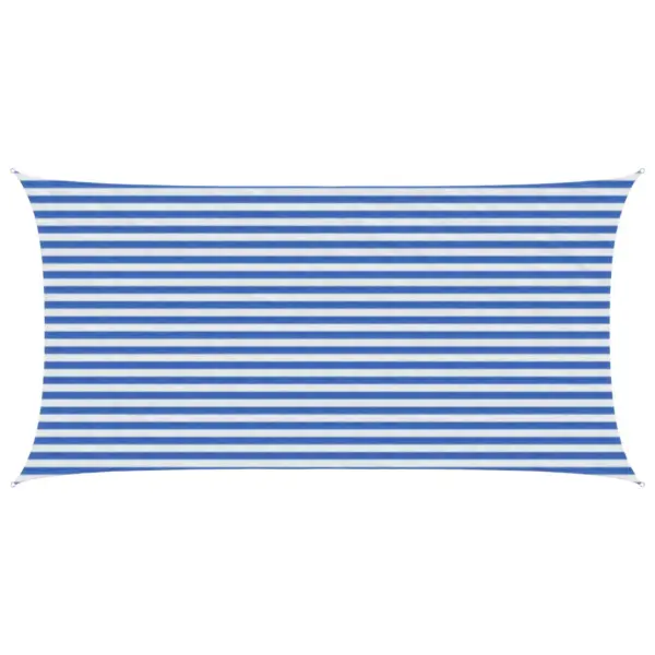 Päikesepuri 90% UV-kaitsega, sinise-valge triibuline HDPE, 2,5 x 5 m – 2