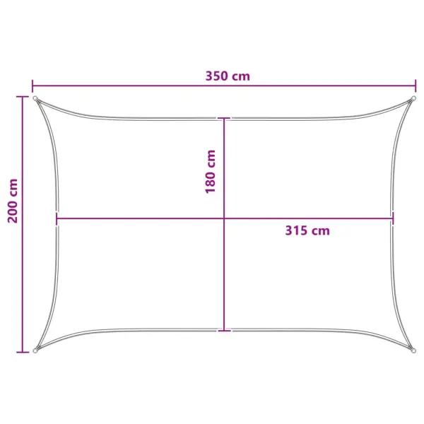 Ristkülikukujuline päikesepuri UV-kaitsega, HDPE, antratsiit ja valge, 2 x 3,5 m - 8
