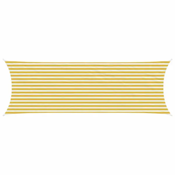 Ristkülikukujuline päikesepuri terrassile, kollane-valge triibuline HDPE, 2 x 6 m – 2
