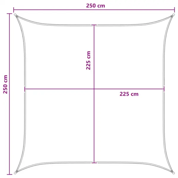 Ruutukujuline päikesepuri kollane-valge HDPE, 2,5 x 2,5 m - 8