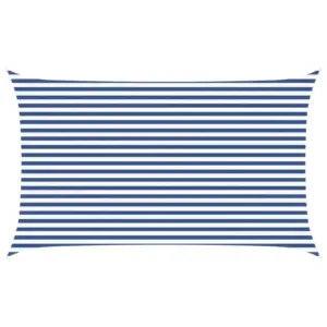 Ristkülikukujuline päikesepuri, sinine-valge, 5 x 3 m, 100% Oxford-polüester, UV- ja ilmastikukindel