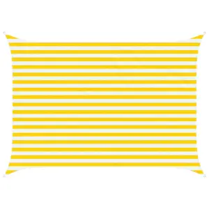 Päikesepuri UV-kaitsega, kollane ja valge, 3,5 x 2,5 m, polüester Oxford, ristkülik, D-rõngastega