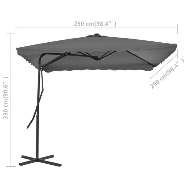 Päikesevari teraspostiga, 360° pöörlev, 250 x 250 cm, antratsiithall - 6