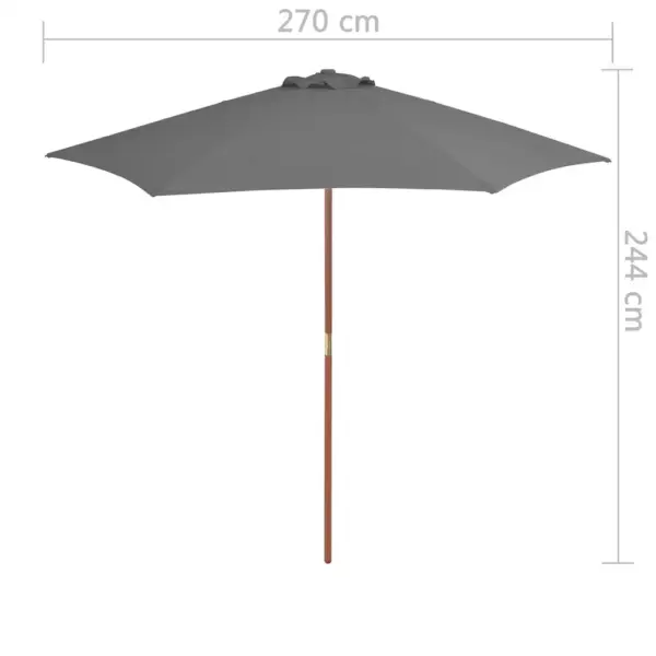 Päikesevari bambus- ja lehtpuupostiga, antratsiithall, 270 cm – 6