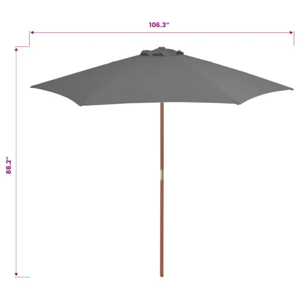Päikesevari bambus- ja lehtpuupostiga, antratsiithall, 270 cm – 7