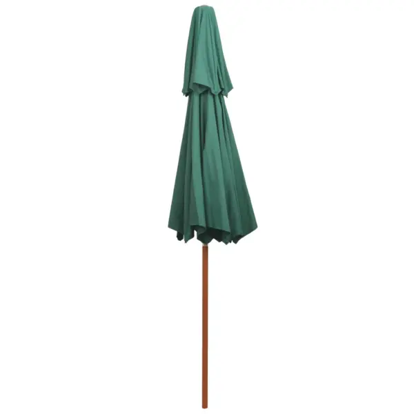 Ruut päikesevari tuulutusava ja topeltkatusega, roheline, lehtpuust postiga, 270 x 270 cm – 4