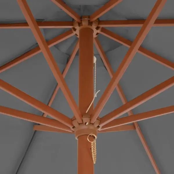 Aiapäikesevari puidust postiga, vändamehhanismiga, 300 cm, antratsiithall – 5