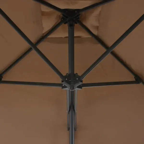Päikesevari teraspostiga, 300 cm, pruunikashall, 360° pöörlev - 5