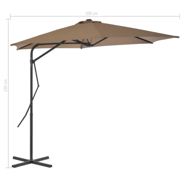 Päikesevari teraspostiga, 300 cm, pruunikashall, 360° pöörlev - 7