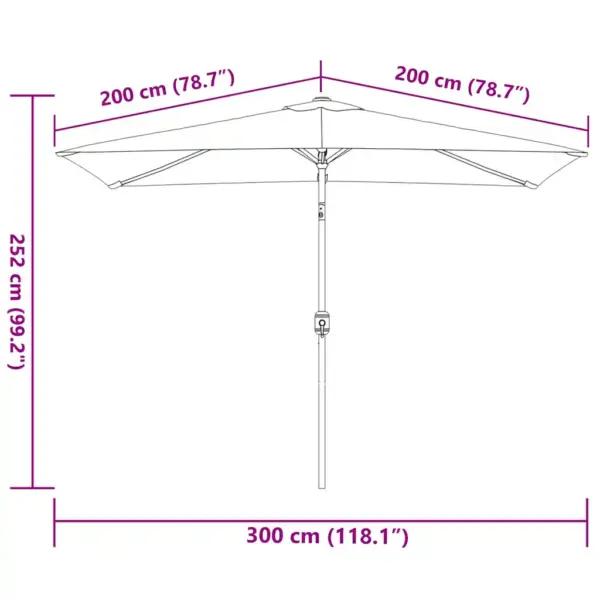 Ristkülikukujuline päikesevari vändamehhanismiga, 300 x 200 cm, antratsiithall – 8