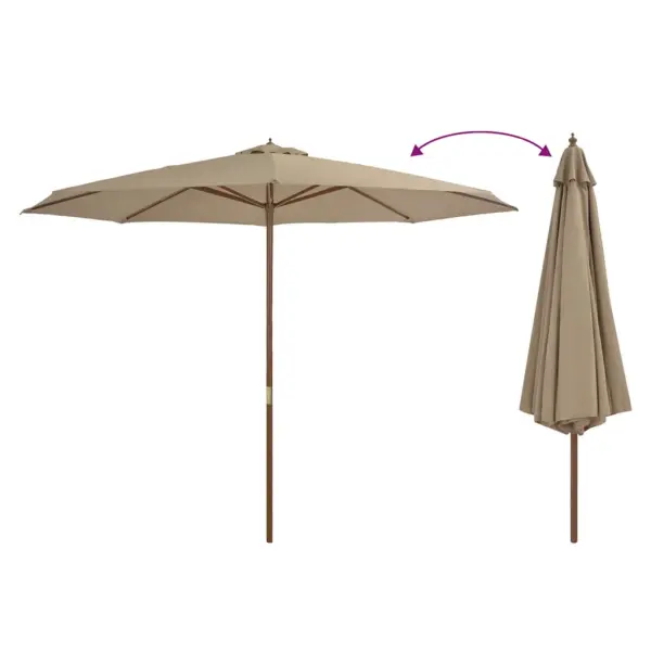 Päikesevari bambus- ja lehtpuupostiga, 350 cm, pruunikashall – 3