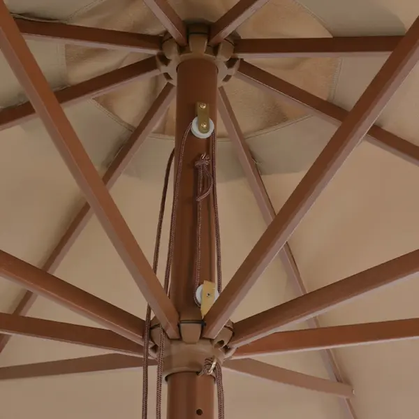 Päikesevari bambus- ja lehtpuupostiga, 350 cm, pruunikashall – 5