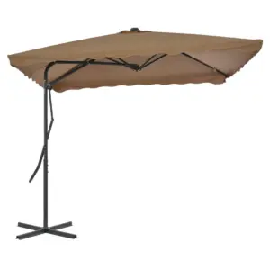 Päikesevari teraspostiga, 360° pöörlev, 250 x 250 cm, pruunikashall