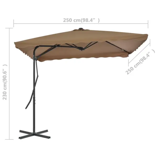 Päikesevari teraspostiga, 360° pöörlev, 250 x 250 cm, pruunikashall - 7
