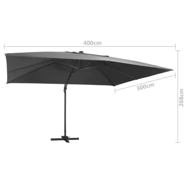 Päikesevari LED-tuledega, alumiiniumpostiga, 400 x 300 cm, antratsiithall – 9